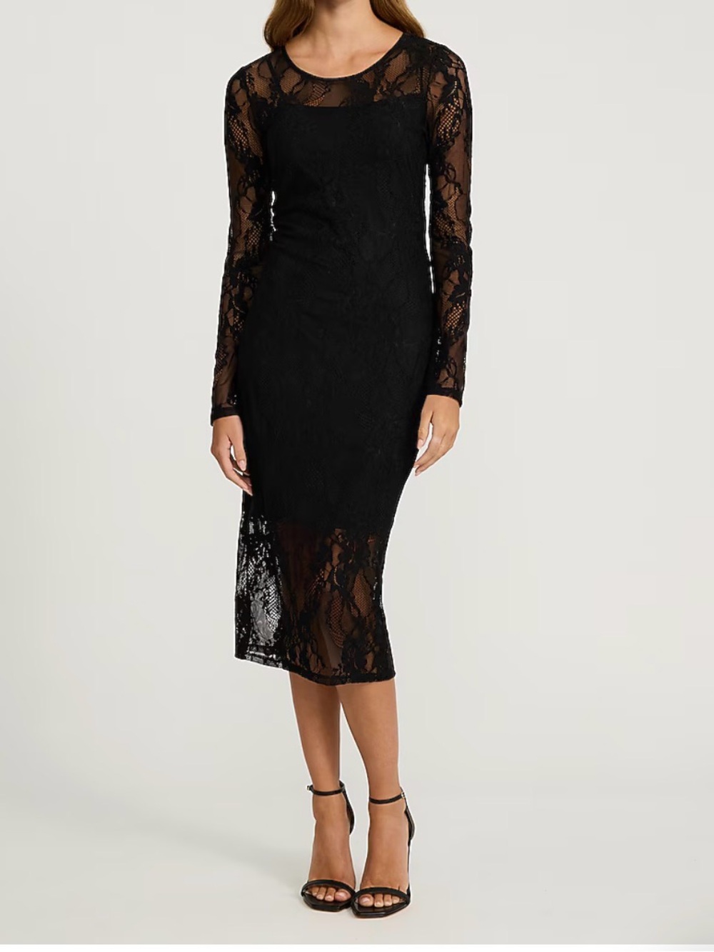 Express Black Lace Long Sleeve Maxi Dress